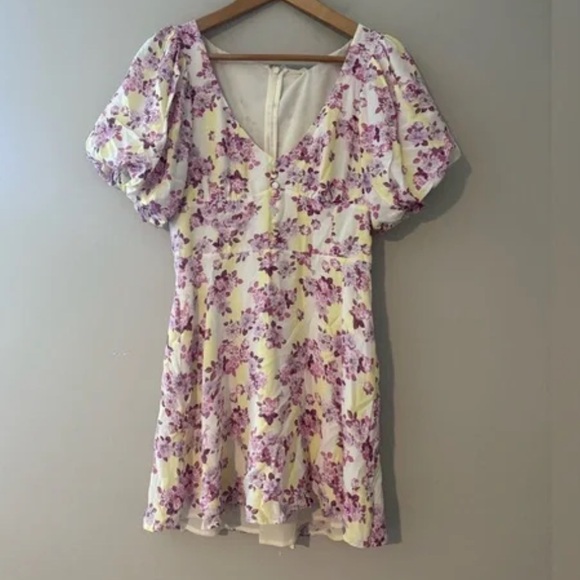 For Love & Lemons x Revolve Atlanta floral puff sleeve mini dress Med - Picture 4 of 10